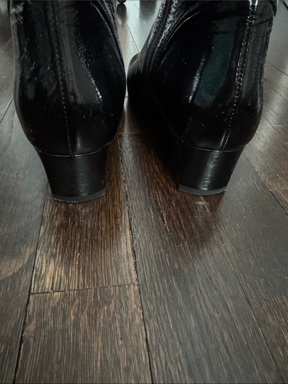 Black Patent Square-Toe Sock Boots Sz 9 - Picture 6 of 11